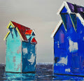 Grønt og blått sjøhus 30x30