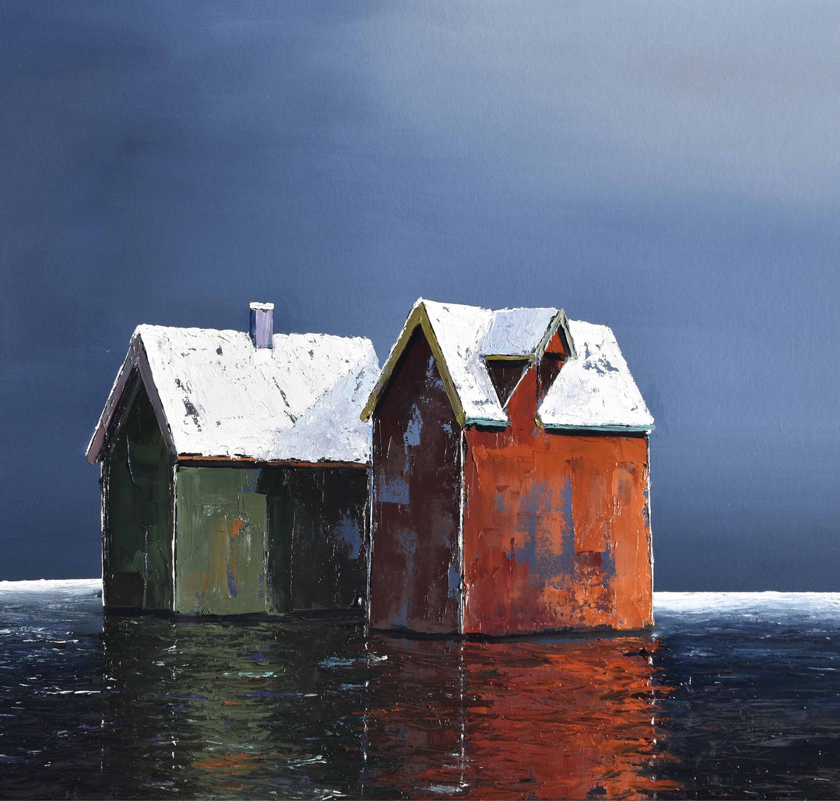 Sjøhus vinter 50x50